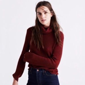 Madewell Turtleneck Sweater Bell Sleeve Rust Red